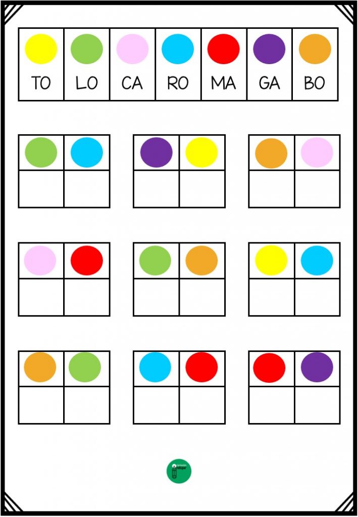 Formamos palabras de 2 s labas a trav s de c digo de colores