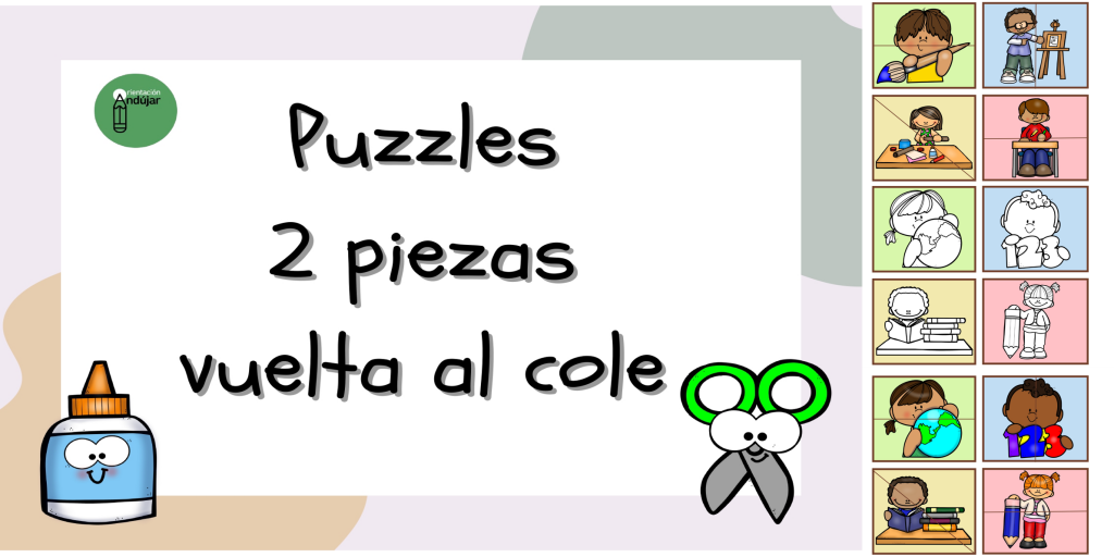 Con los puzzles podemos trabajar discriminación visual, lógica, atención y motricidad fina.  En esta ocasión compartimos este pack de puzzles de dos piezas para los más peques, relacionadas con la […]
