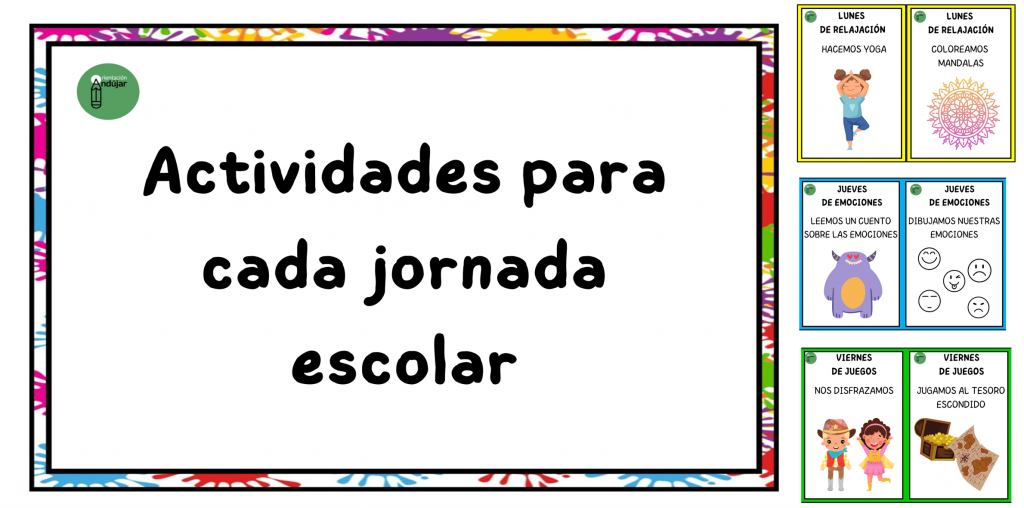 Hoy os compartimos unas magníficas ideas para tus jornadas escolares. Cada día de lunes a viernes se caracterizará por un tópico:  Lunes de relajación Martes de sonidos Miércoles de colores […]