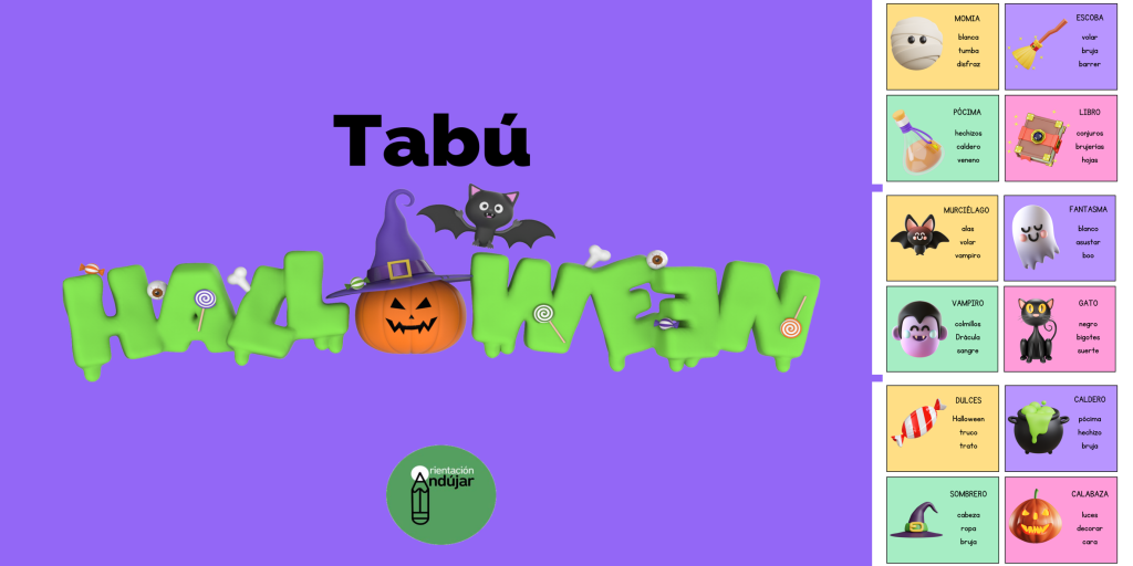 Hoy es traemos el famoso juego tabú con temática de Halloween.  El juego consiste en que un miembro de un equipo debe conseguir que sus compañeros acierten una palabra antes […]