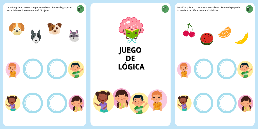 En este divertido juego, los niños deberán utilizar los objetos dados para armar (y dibujar) cuatro grupos distintos de tres elementos. Se pondrá en juego la atención, el razonamiento, la […]