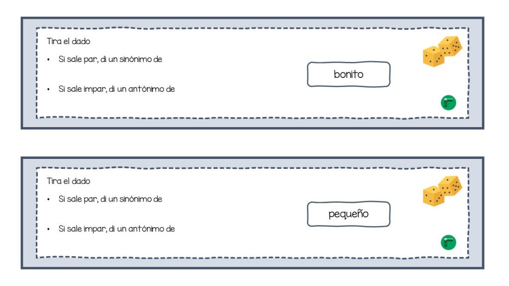 Hoy os propongo un divertido material para trabajar los sinónimos y antónimos de un adjetivo. la dinámica del juego es que el alumno lance un dado y en función del […]