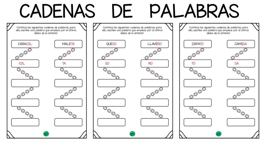 Palabras encadenadas consiste en buscar la sílaba final con la que termina una palabra o imagen y buscar otra palabra que comience con esta sílaba para así poco a poco […]