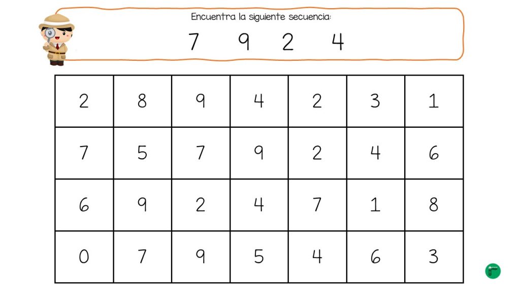 Esta actividad consiste en buscar secuencias de números dentro de una sopa de cifras. Este recurso nos permite trabajar estrategias de razonamiento, memoria y atención. Además beneficia el desarrollo cerebral […]