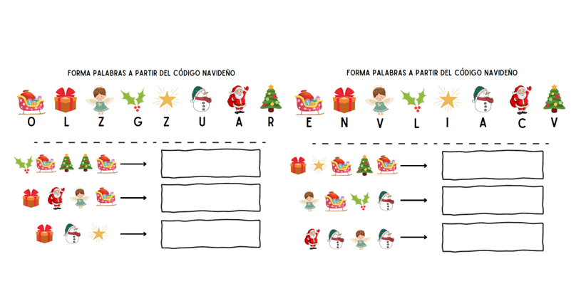 Esta actividad consiste en formar palabras a partir de un código de dibujos navideños. Además de trabajar la lectoescritura, ejercitamos la atención de nuestros pequeños. Genial recurso para trabajar en […]