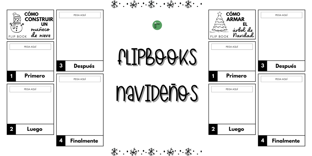 Hoy os traemos estas divertidas propuestas de flipbooks navideños. En cada uno, los niños deben escribir los pasos para armar un muñeco de nieve o un árbol de navidad, vestir […]