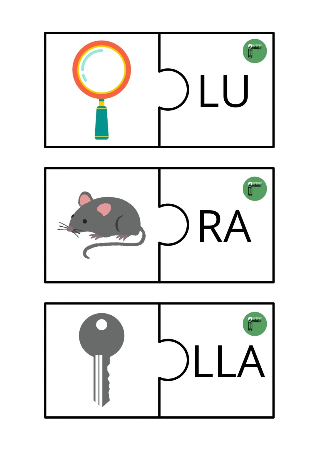 Conciencia silábica Puzzle silábico con imágenes - Orientacion Andujar