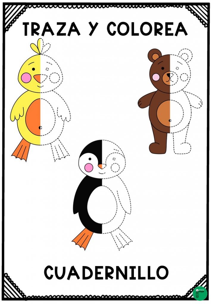 Aprendiendo a repasar para niños +3 años: Libro de actividades para niños:  aprender a trazar y colorear animales: un libro de trabajo de rastreo para  niños principiantes para niños pequeños y preescol 