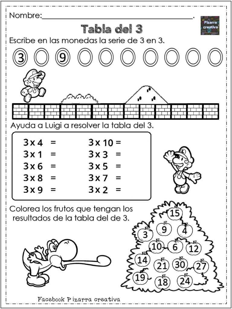 Ejercicios Para La Tabla Del 3 Aprende las tablas de multiplicar con Super Mario tu mejor amigo