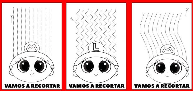 Motricidad fina recortamos con Mario y Luigi - Orientacion Andujar
