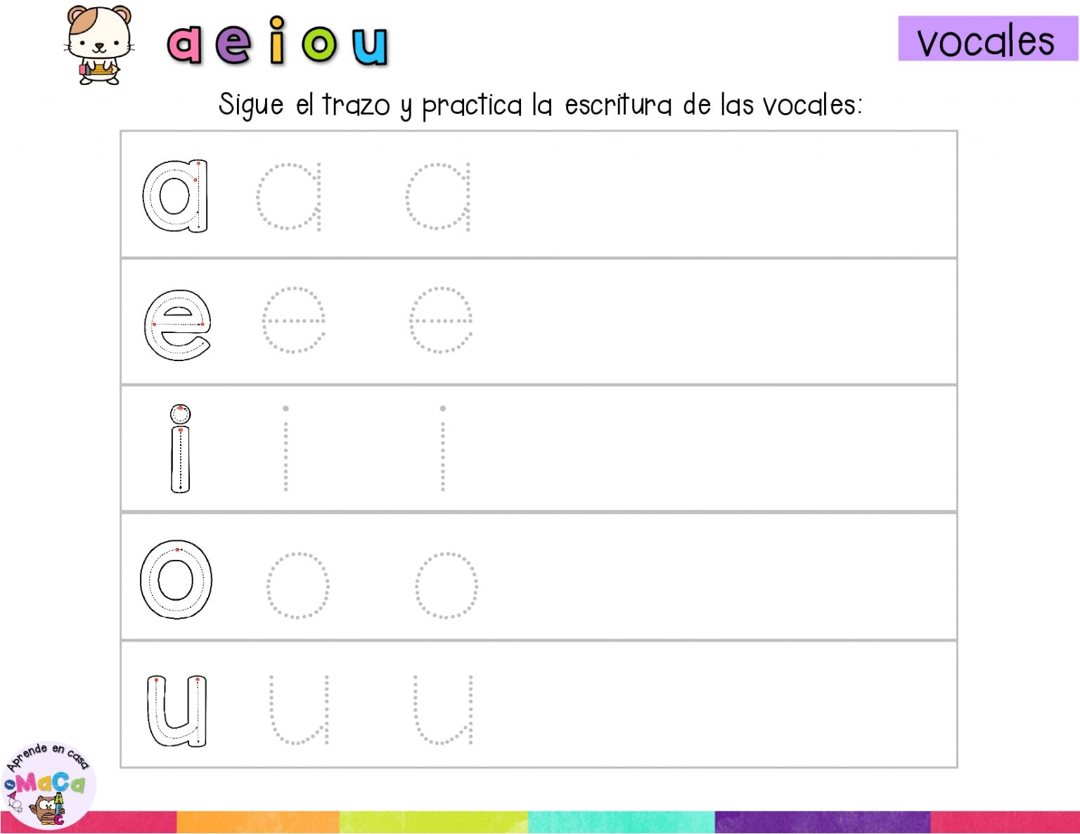 Fichas: Aprendo Las Vocales. : Ejercicios de atención con las vocales