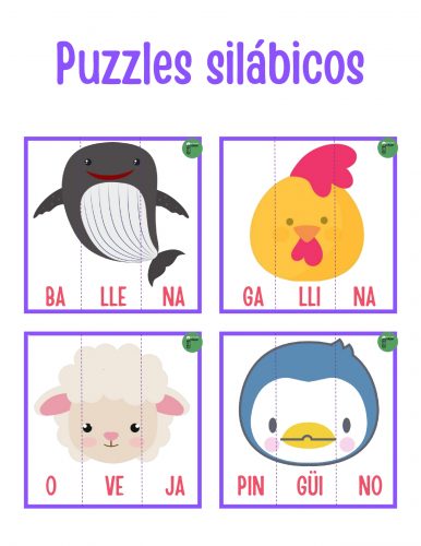 BONITOS puzzles silábicos de animales para trabajar la conciencia ...