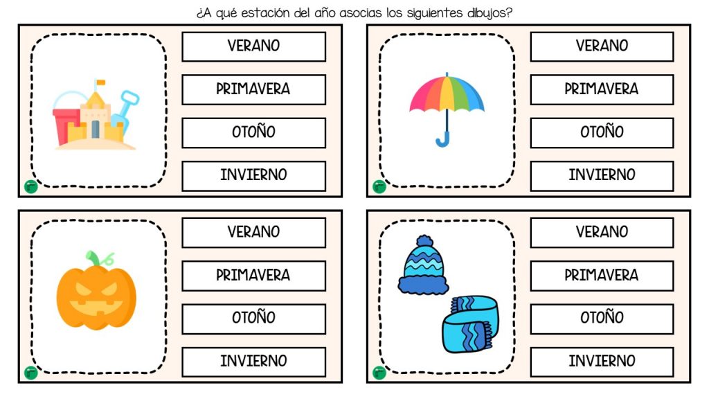 Categorización y asociación visual con las estaciones del año