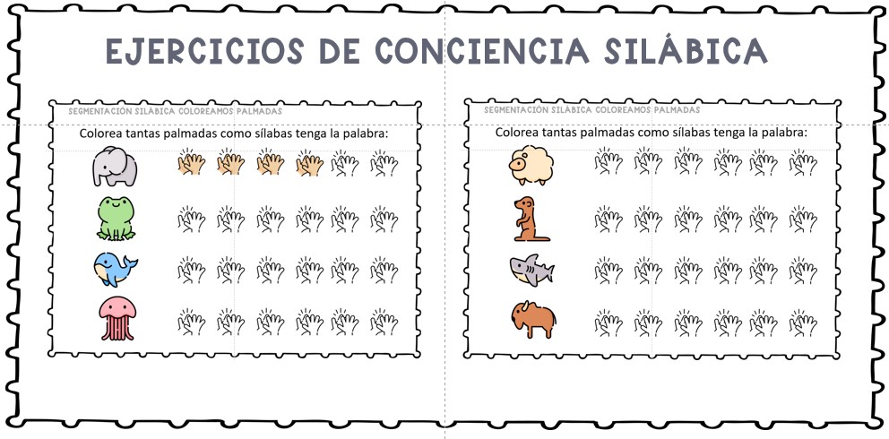 EJERCICIOS PARA TRABAJAR LA CONCIENCIA SILABICA Trabajar la conciencia silábica con fichas divertidas y entretenidas, como colorear manos dando palmadas según las sílabas de una palabra, es beneficioso por varias […]