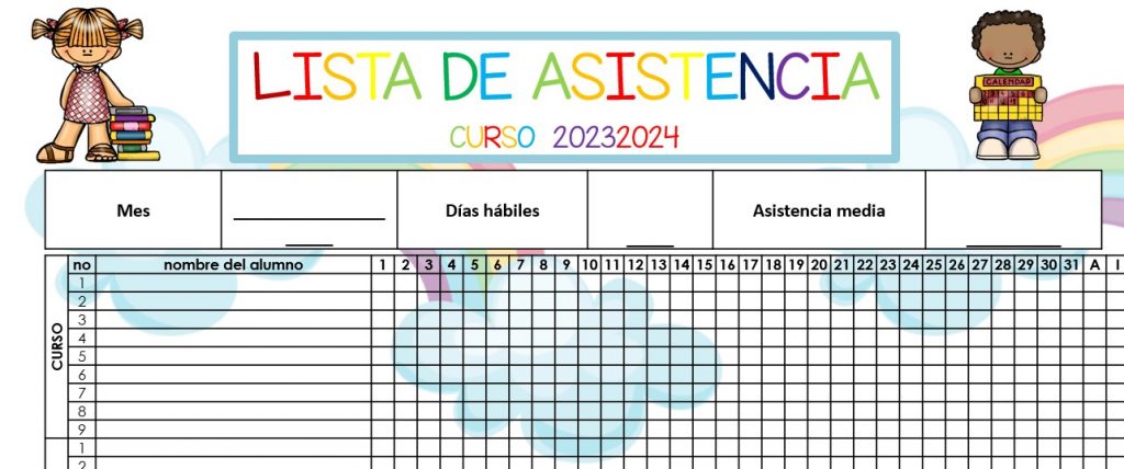 REGISTRO DE ASISTENCIA COLORIDO 2023-2024 Llevar un registro de asistencia de nuestros alumnos durante el curso escolar es de suma importancia por diversas razones: Cumplimiento legal: En muchos países, las […]