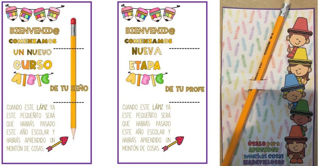 Tarjetitas para regalar a nuestros alumnos con un lápiz el primer