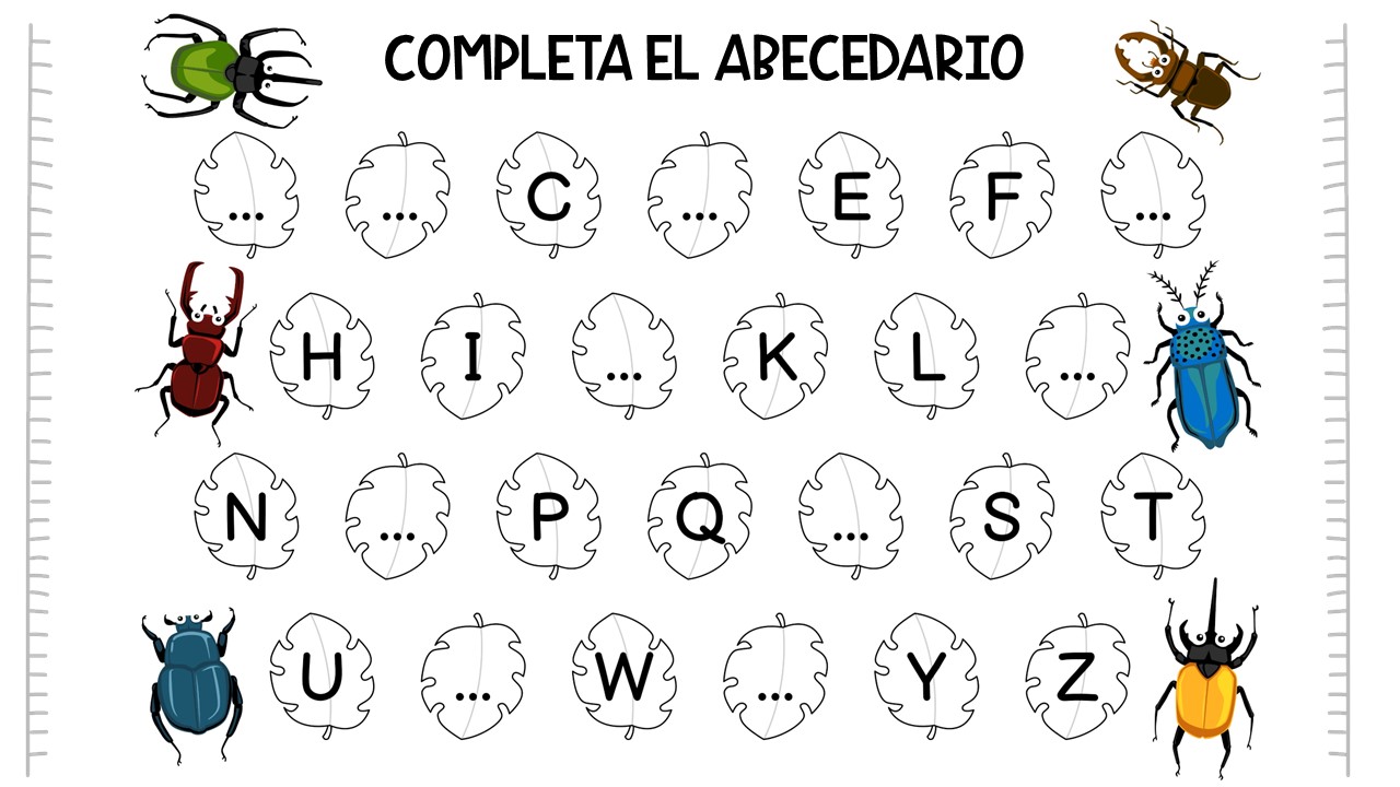 Fichas para aprender el orden de las letras del abecedario