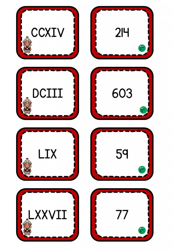 Juego manipulativo para trabajar los números romanos -Orientacion Andujar