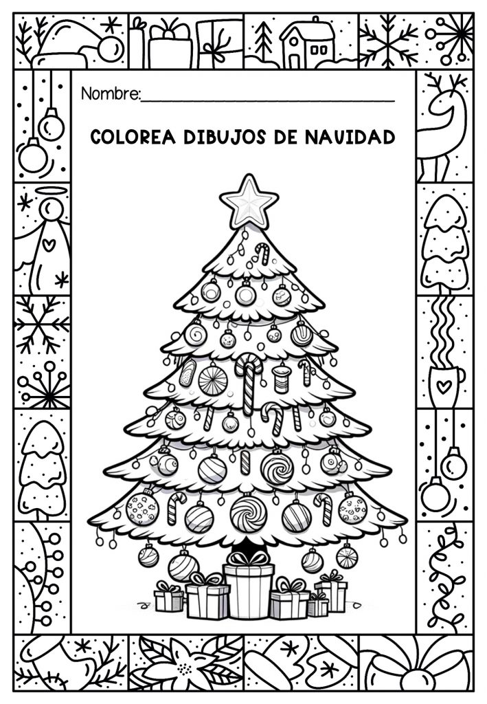 Dibujos para colorear pastel de navidad 