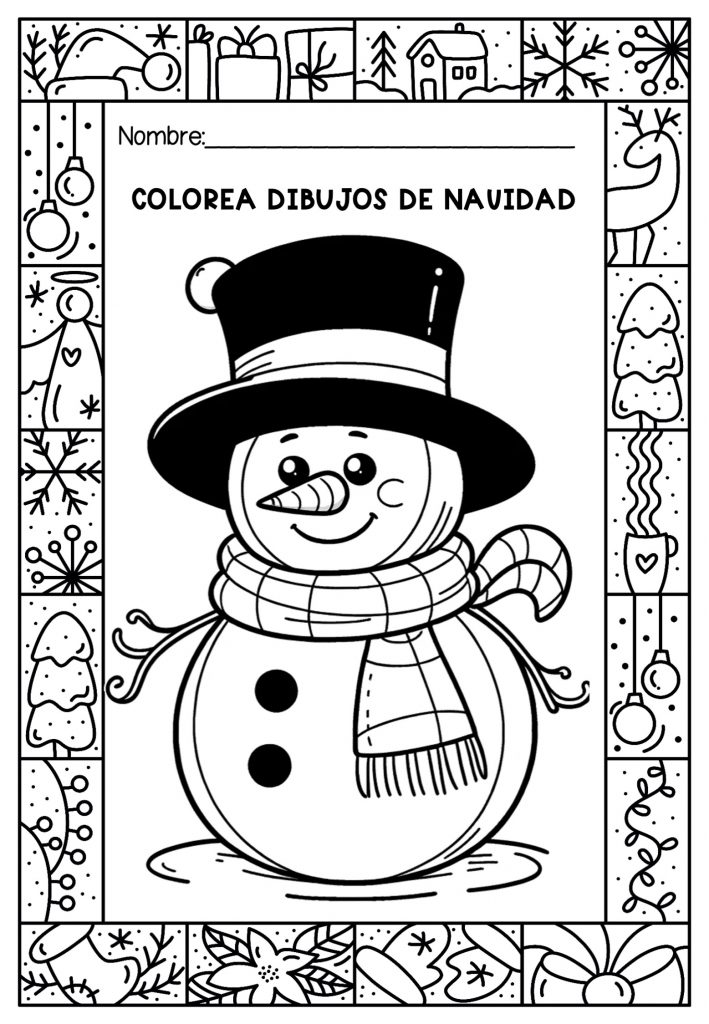 Bonitos dibujos de mu ecos de nieve para colorear en casa o en clase
