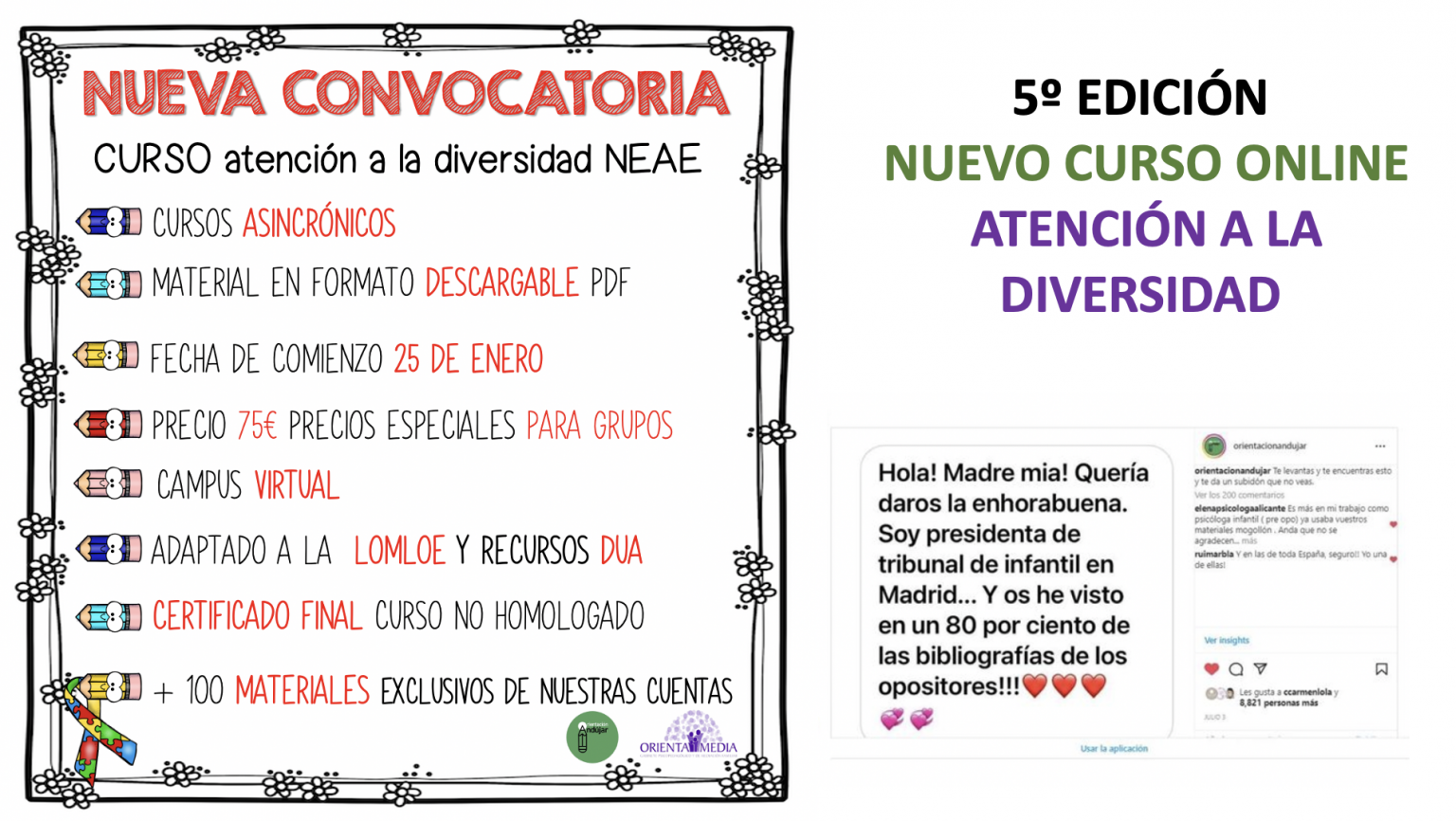 Tabla Neae ÚLTIMAS PLAZAS CURSO ADAPTACIONES PARA LA ATENCIÓN EDUCATIVA EN NEAE Y ...