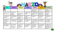 Calendario actividades motrices para PRIMER CICLO Marzo 2024. Lunes Martes Miércoles Jueves Viernes Sábado Domingo         1. Carrera de relevos con obstáculos 2. Fútbol con globos 3. […]