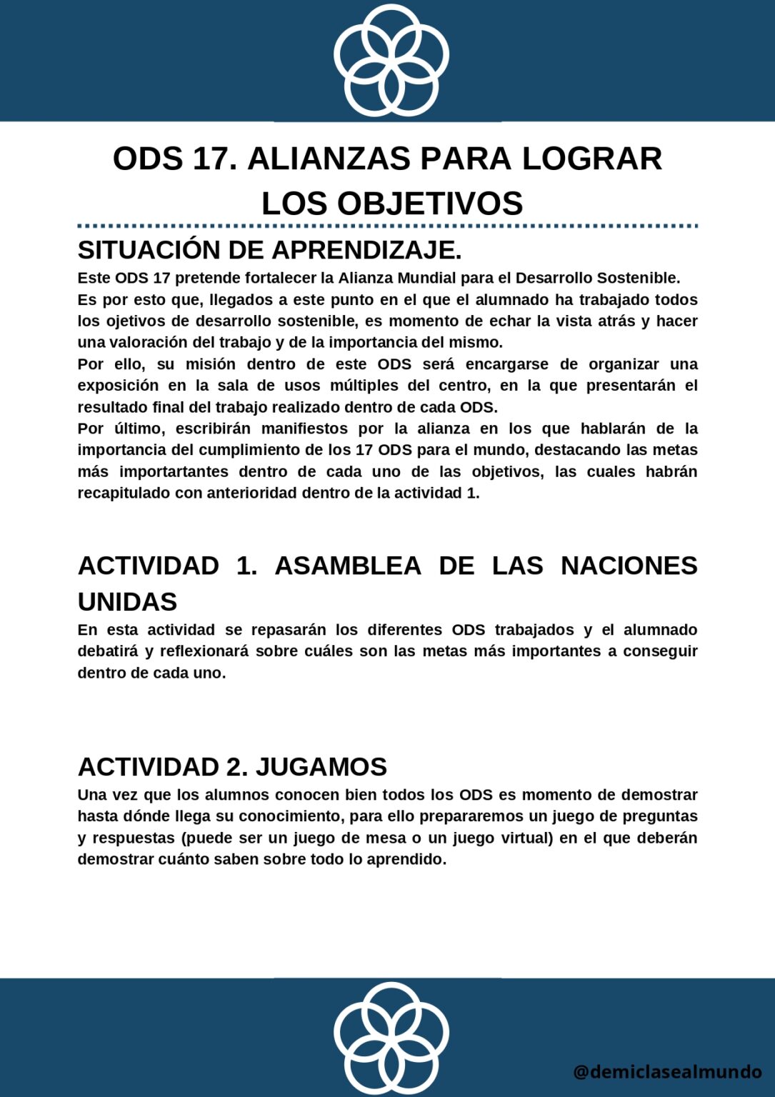 17 propuestas de Situaciones de Aprendizaje sobre cada uno de los ODS ...