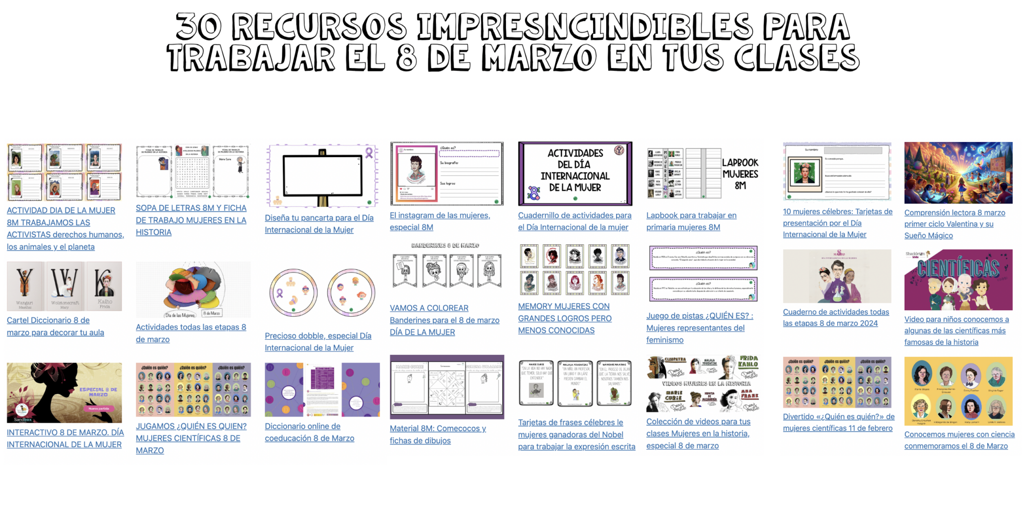 RECOPILATORIO TODAS ETAPAS DE MATERIALES SOBRE EL 8M PARA COLES + 20 ...