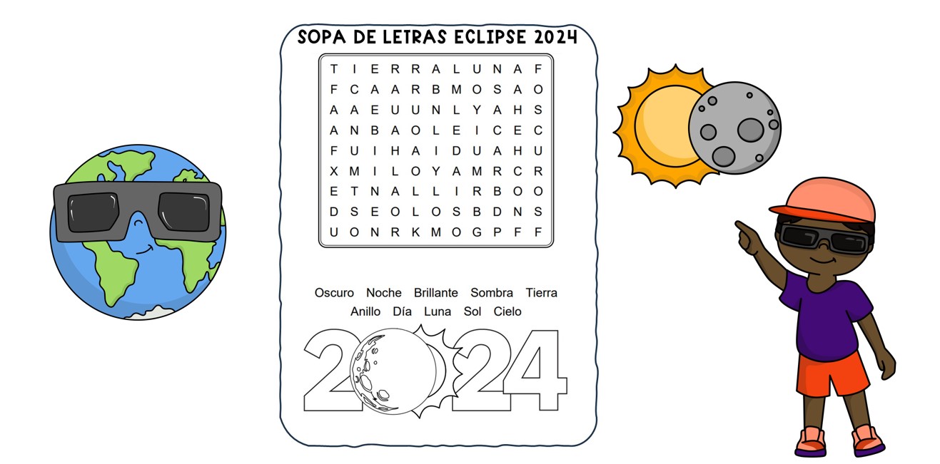 sencilla sopa de letras primer ciclo trabajamos eclipse solar 2024