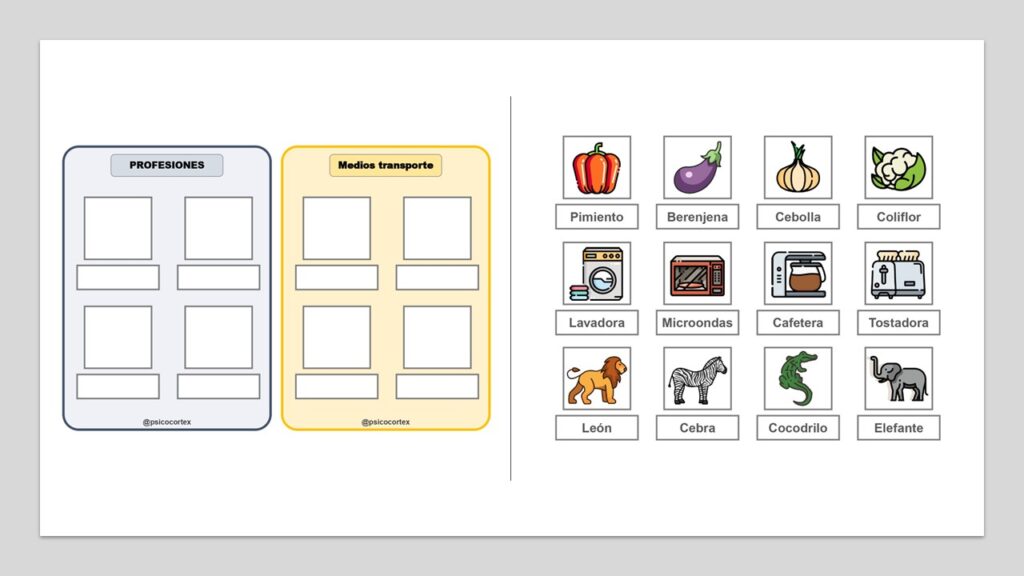En este caso el material consta de 14 plantillas con diferentes categorías (frutas, animales, instrumentos…) Y 56 imágenes con sus correspondientes nombres. Deberemos colocar en cada plantilla las 4 imágenes […]
