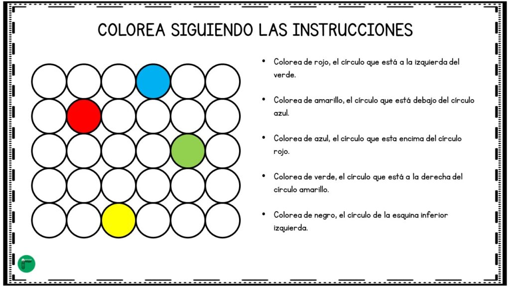 En esta actividad, los alumnos pondrán a prueba su capacidad para seguir instrucciones mientras desarrollan habilidades de atención y comprensión lectora. El ejercicio consiste en colorear una serie de círculos […]