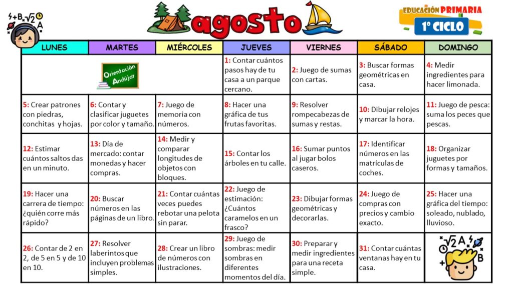 Para el regreso a clases, presentamos un recurso educativo indispensable: el «Calendario Matemático para el Primer Ciclo de Primaria, Agosto 2024», disponible en Orientación Andujar. Este calendario está especialmente diseñado […]
