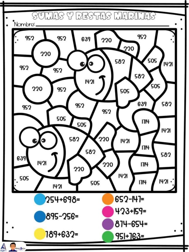 Dibujos para colorear con los resultados de las sumas y restas ...