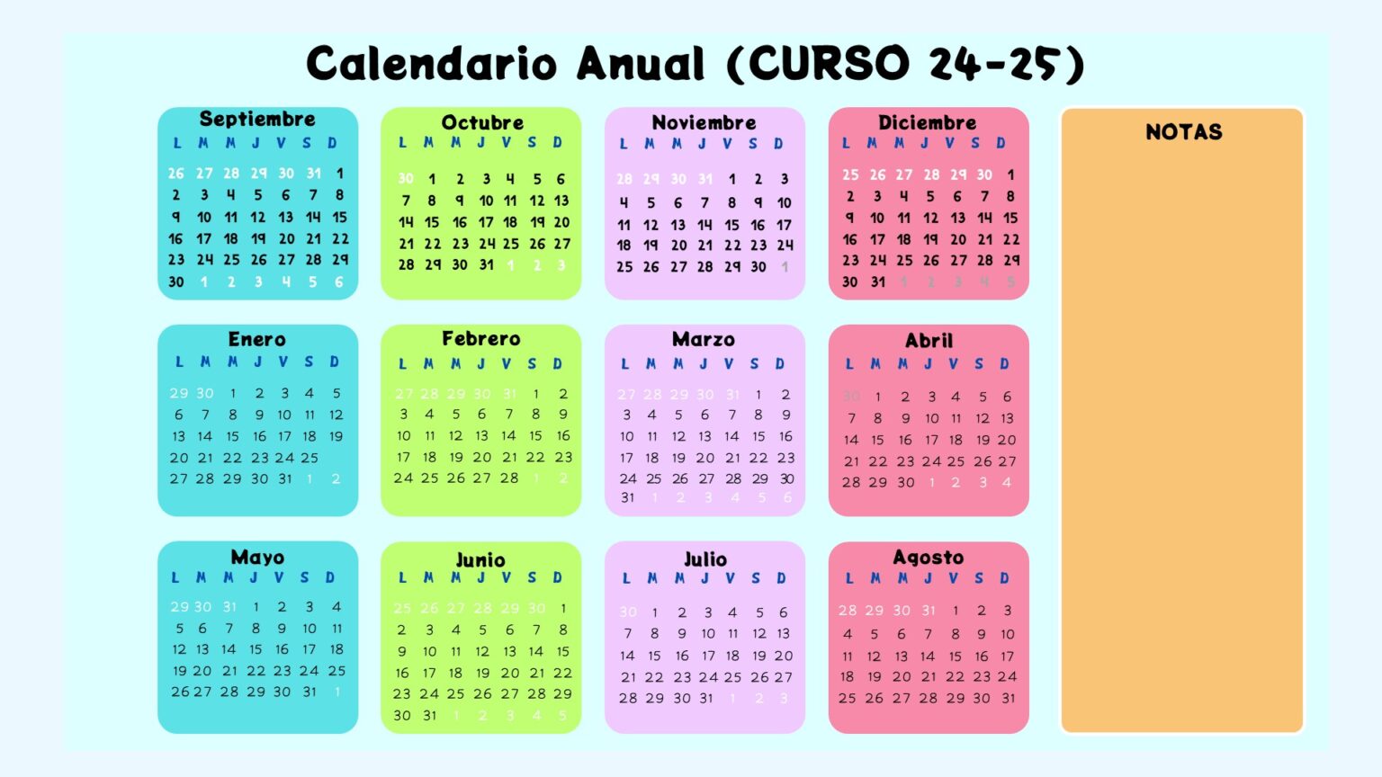 Calendario Anual (CURSO 2425) GRAN FORMATO