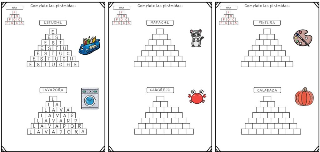 Este material de pirámides de palabras ofrece una actividad divertida y educativa en la que los niños deben completar cada pirámide con palabras de 7 y 8 letras. Ejemplos como […]