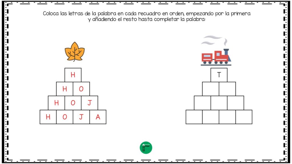 A partir de la fantástica idea vista en el instagram @aprenderconellos, hemos diseñado  estas fichas tan divertidas para descomponer palabras y construir pirámides a partir de las letras que forman dicha […]