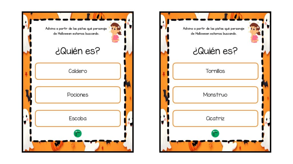 Este juego está diseñado para que los niños escuchen o lean pistas sobre un personaje de Halloween y luego traten de adivinar de quién se trata. Cada pista revela una […]
