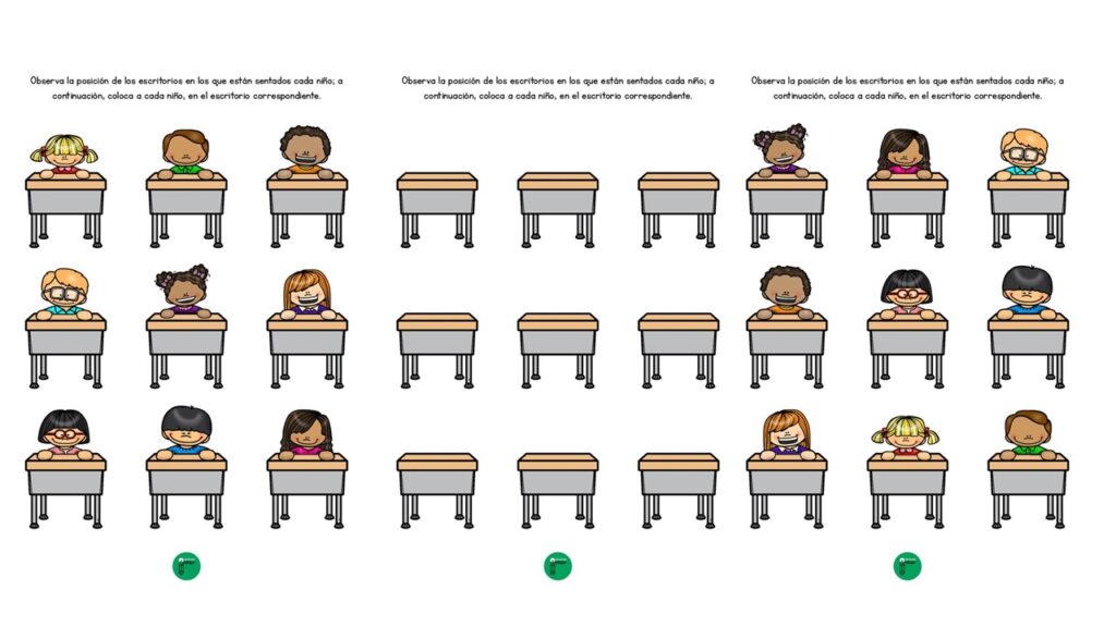 El objetivo de la siguiente actividad es que los estudiantes observen en qué escritorio está situado cada niño y, a continuación, coloquen a cada uno en una plantilla diseñada específicamente […]