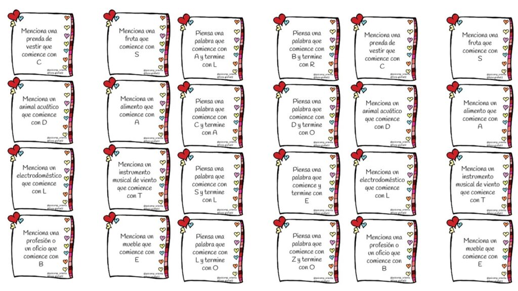 El siguiente recurso consiste en una baraja de cartas donde cada tarjeta propone un reto lingüístico. Los alumnos deberán pensar o mencionar una palabra que cumpla con un requisito específico […]