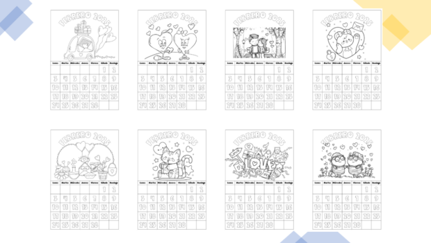 Bonitos calendarios mes de febrero 2025 para colorear y decorar tu clase