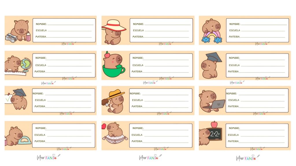 Os compartimos una colección única de etiquetas escolares con los adorables y modernos dibujos de Capibara, perfectas para darle un toque fantástico a los cuadernos y libros del colegio. Estas […]