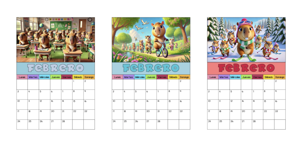 CALENDARIO ANOTACIONES FEBRERO 2025 capibaras