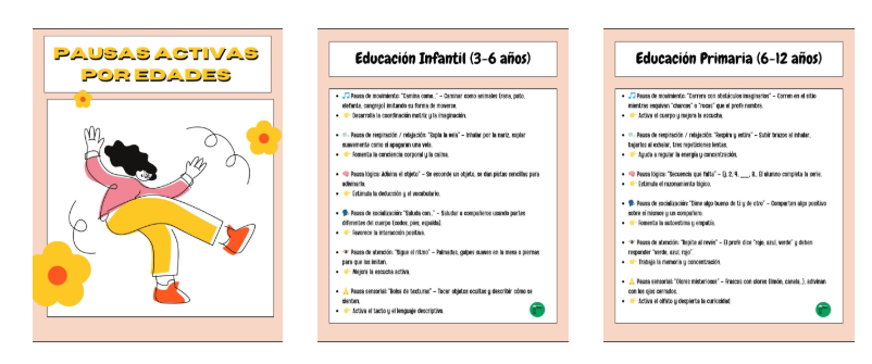 En esta entrada compartimos un recurso muy práctico y visual: una presentación con propuestas de pausas activas clasificadas por tramos de edad. Estas pequeñas dinámicas, pensadas para interrumpir brevemente la […]