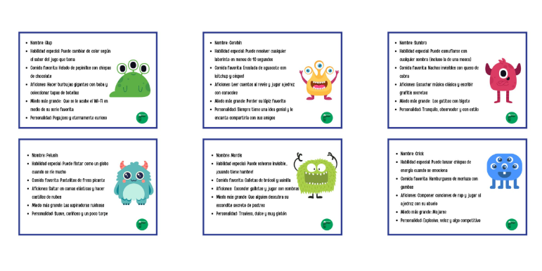 ¿Quién dijo que los monstruos solo aparecen en cuentos de miedo? En esta actividad educativa, presentamos una colección de tarjetas ilustradas con monstruos divertidos, únicos y llenos de personalidad que […]