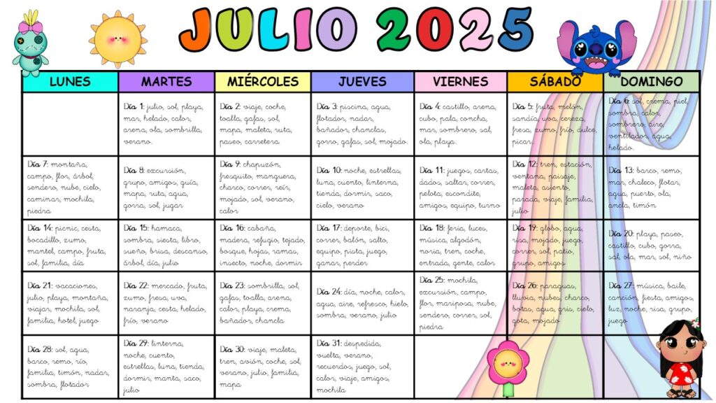 Este material es ideal para mantener activa la escritura durante las vacaciones. Se trata de un calendario de dictados diarios con palabras adaptadas al nivel del primer ciclo de primaria, […]