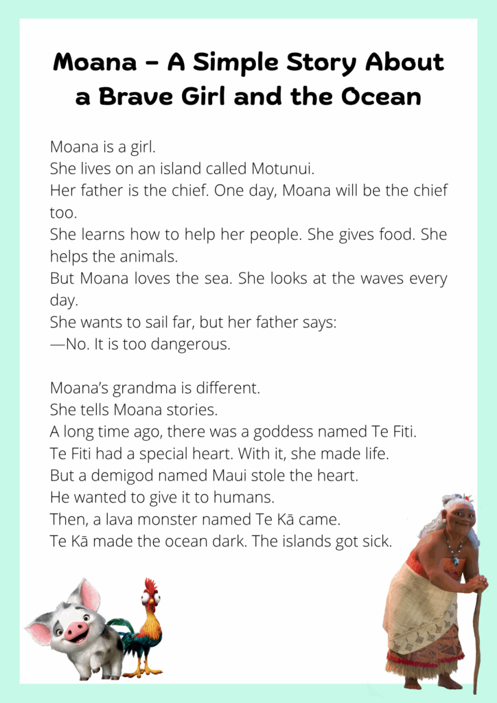 Cuento en Inglés de Moana incluye vocabulario de trabajo - Orientacion ...
