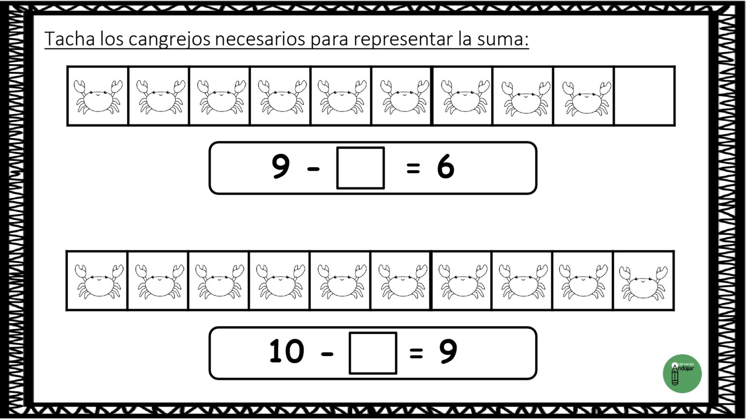 Ficha para trabajar las Restas de forma visual - Orientacion Andujar