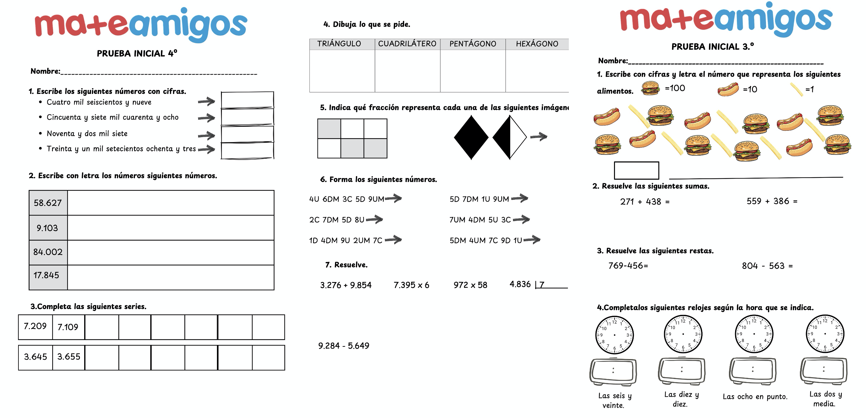 Prueba Inicial Matemáticas 3º y 4º Primaria Introducción Compartimos un recurso muy útil para el comienzo de curso: pruebas iniciales de Matemáticas para 3º y 4º de Primaria. Estas pruebas […]