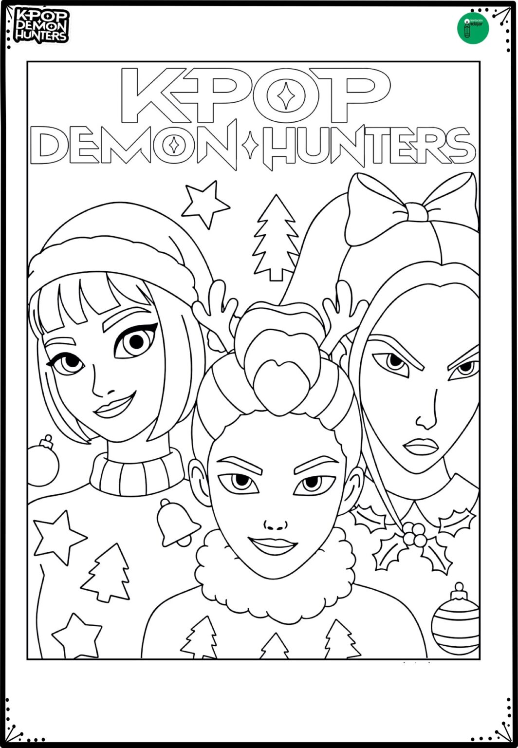 Librito navideño para colorear de las guerreras kpop demon hunter