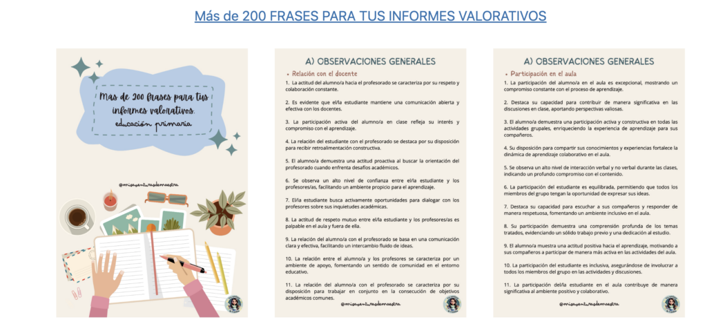 ✏️   Hoy te compartimos un recurso imprescindible para docentes: un recopilatorio con más de 200 frases listas para usar en tus informes valorativos, especialmente pensadas para Educación Primaria.Este material recoge […]